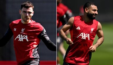 Mohamed Salah and Andy Robertson