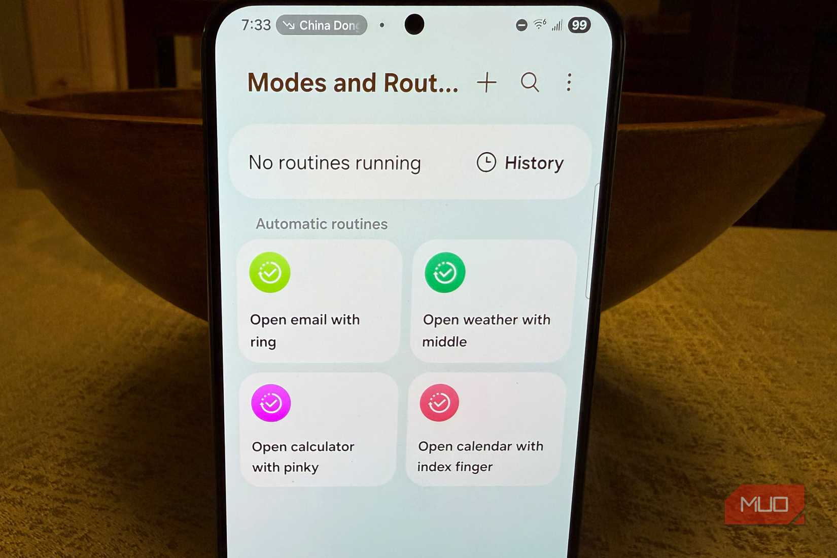 modes and routines on galaxy