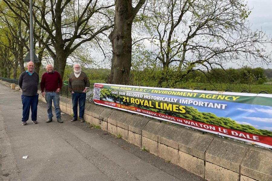 Banners have gone up urging people to back the campaign to save the trees Pic: Graham Dixon