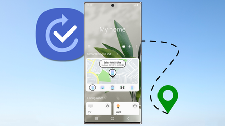 Samsung phone with smartthings find app and modes and routines icon