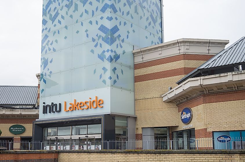 Outside of intu Lakeside Shopping Centre. Editorial credit: Travers Lewis / Shutterstock.com