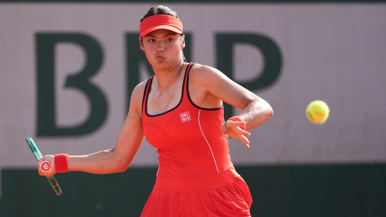 Great Britain's Emma Raducanu during the French Open Tennis Round 1 at Roland Garros on Sunday,May 24,2026 in Paris ,France. (Dave Shopland/