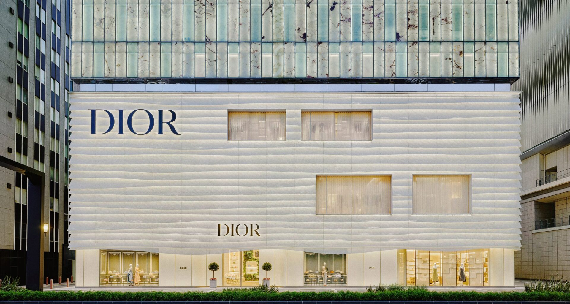 Dior store with undulating facade