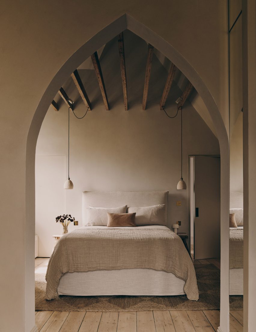 Bedroom interior at renovated home in London 