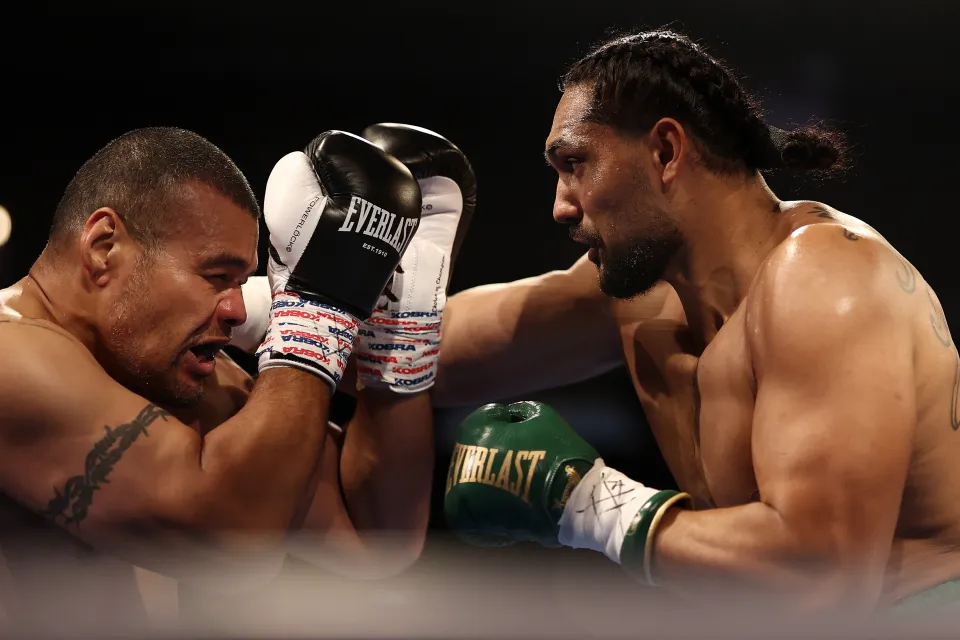 Teremoana Teremoana punches Bowie Tupou during their Heavyweight bout at Melbourne Pavilion on April 29, 2026 in Melbourne, Australia