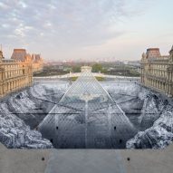 The Secret of the Great Pyramid by JR at the Louvre Museum in Paris, France