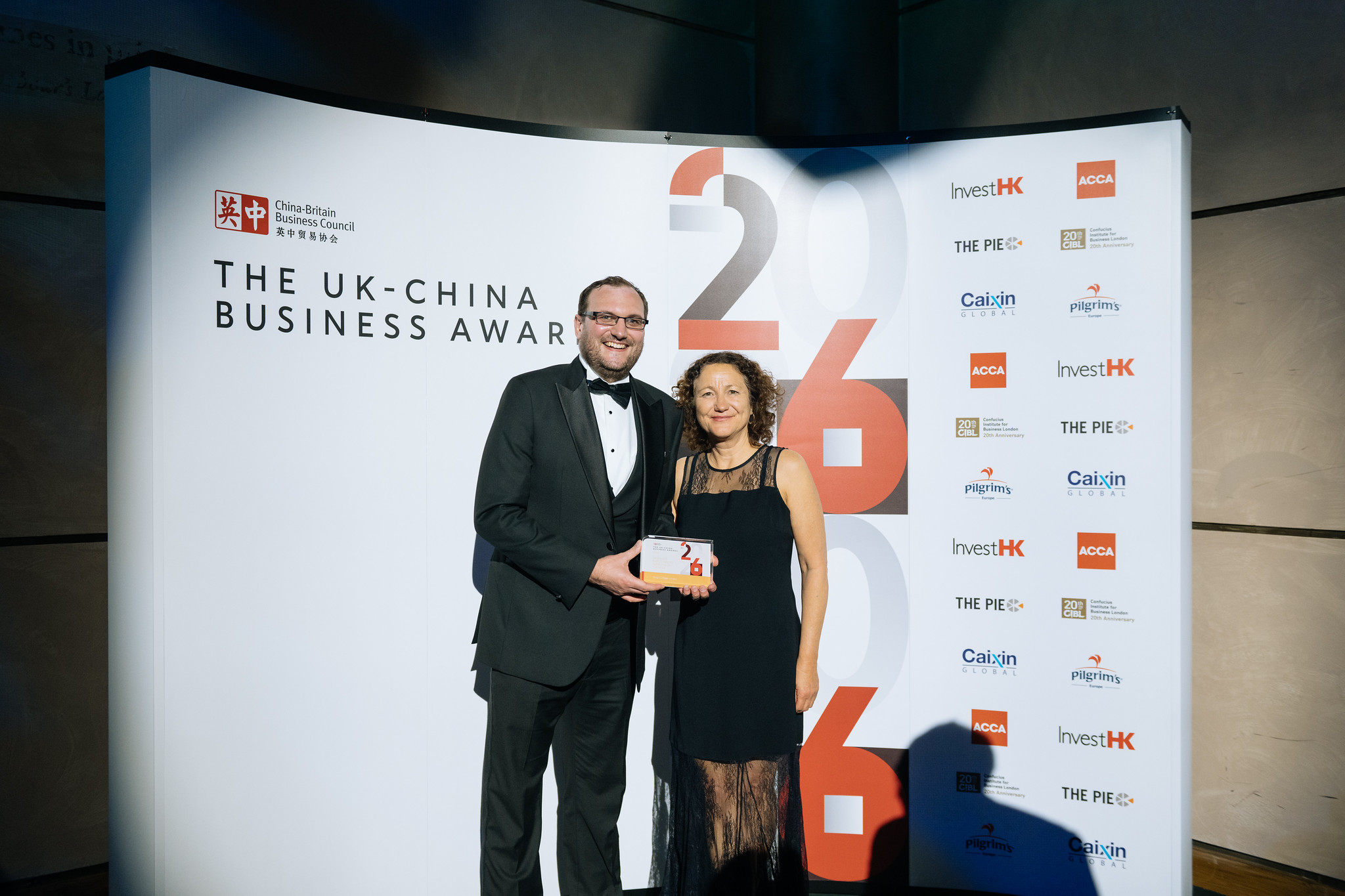 UK China Business Awards 2026 - Andrew Wright & Vanessa Freeman with Award