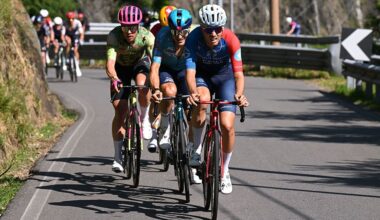 Michael Valgren of Team EF Education - EasyPost, Alberto Bettiol of Team XDS Astana and Josh Kench and Team Groupama - FDJ United compete in the breakaway during the 109th Giro d'Italia 2026