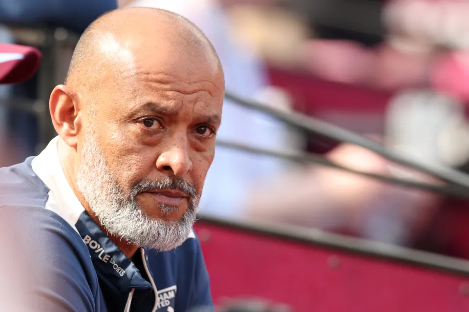 Nuno Espirito Santo looks on during West Ham's win over Leeds