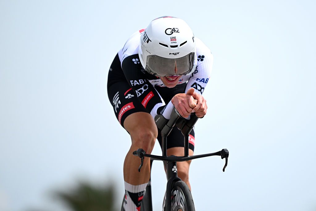 MASSA, ITALY - MAY 19: Mikkel Bjerg of Denmark and UAE Team Emirates - XRG competes during the 109th Giro d&amp;apos;Italia 2026, Stage 10 a 42km individual time trial stage from Viareggio to Massa / #UCIWT / on May 19, 2026 in Massa, Italy. (Photo by Dario Belingheri/Getty Images)