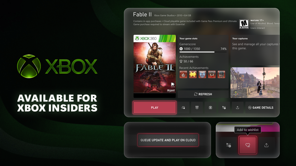 Available for XBOX Insiders: Updates to Gamertags, Game Hubs, and Wishlists