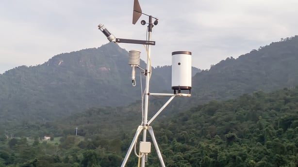 Meteorological instrument on blue sky.