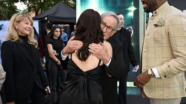 LONDON, ENGLAND - JUNE 04: Eve Hewson, Steven Spielberg and Colman Domingo attend the Universal Pictures UK Premiere Of 