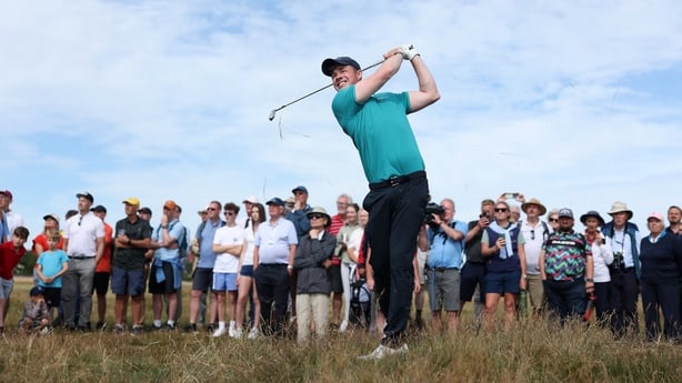 Stuart Grehan of Ireland hits an approach shot during the Final of the 2026 Amateur Championship at Royal Liverpool Golf Club on June 20, 2026 in Hoylake, England. 