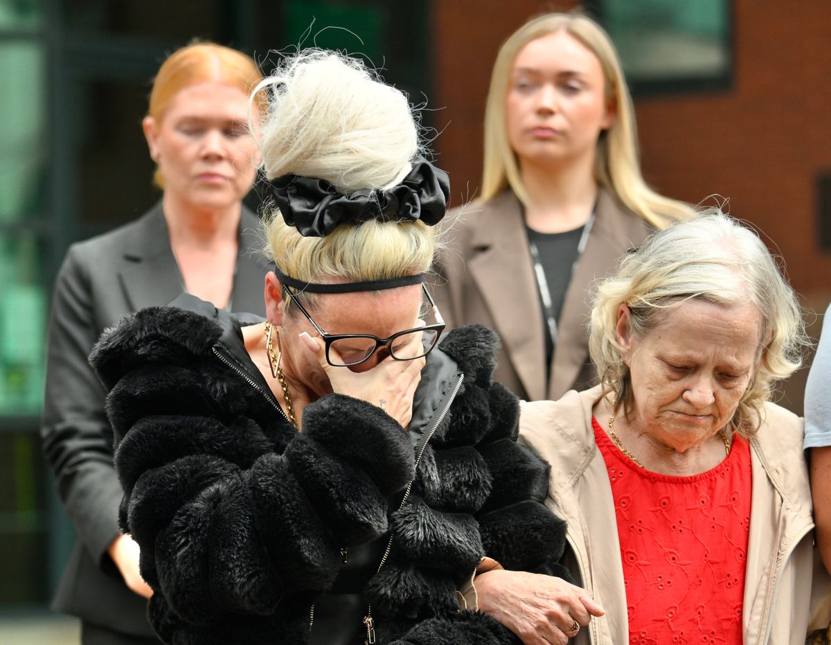 Preston Davey's birth mother Sarah Davey (left) outside Preston Crown Court