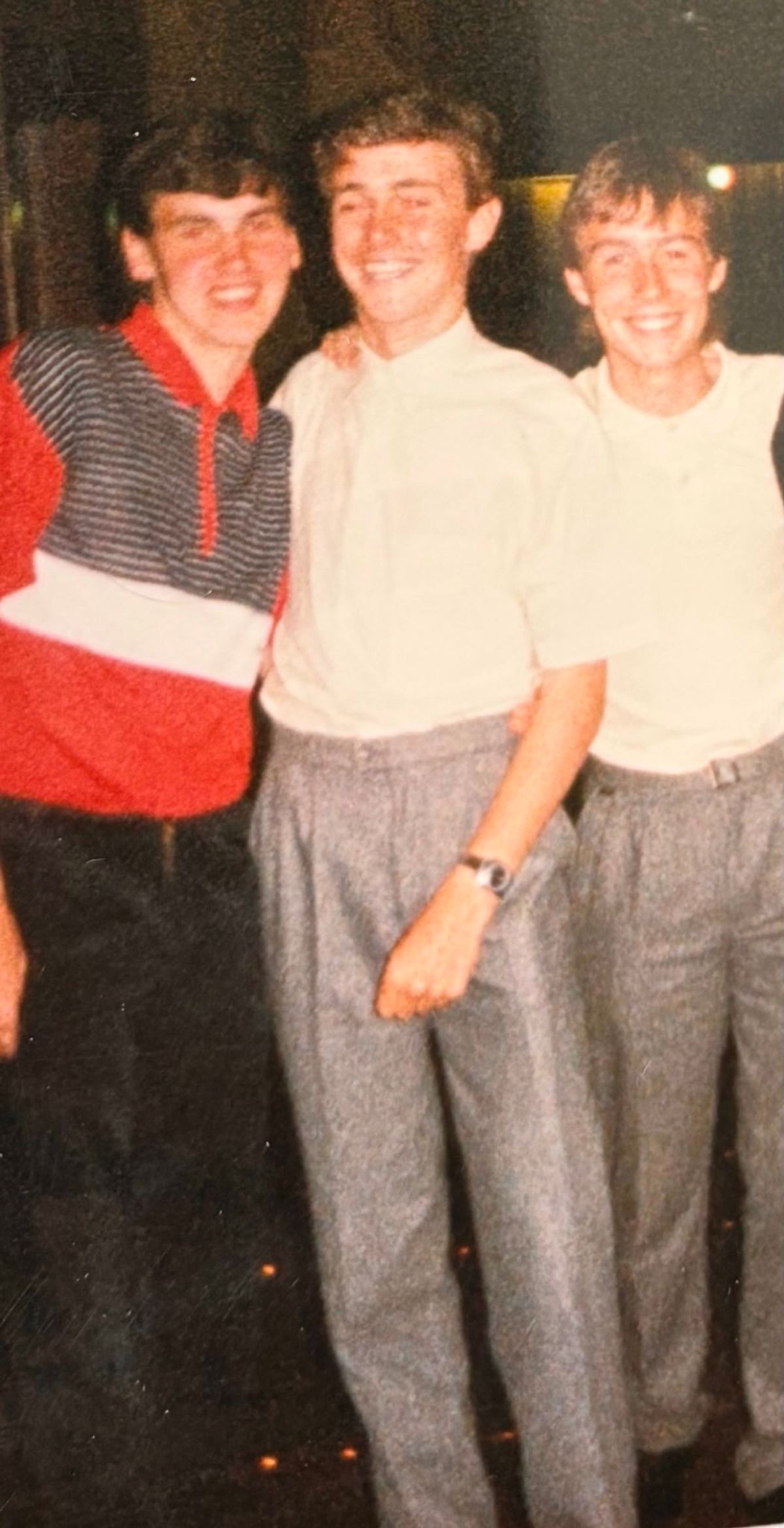 Steven, Manny and Hooker at Toppo's Grindley Street for a 21st in 1986.