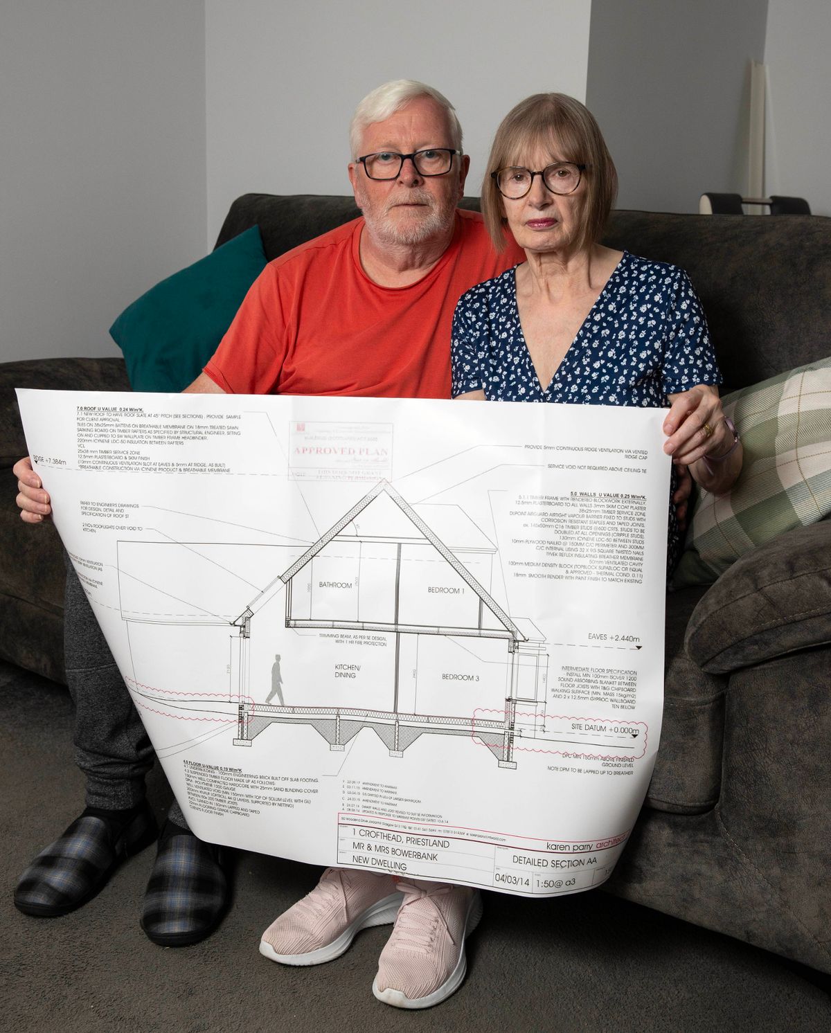 couple with home blueprint