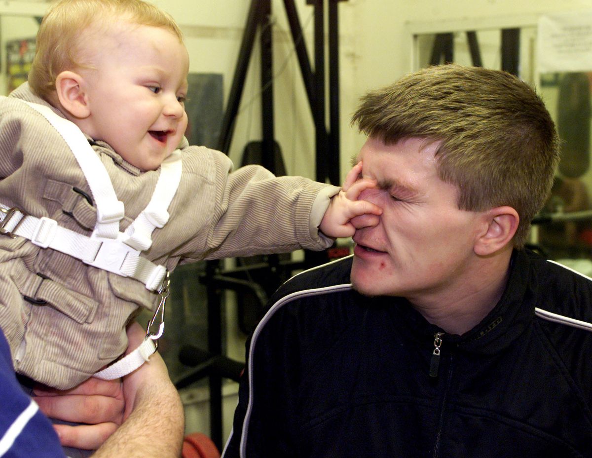 Ricky Hatton with his son Campbell in 2001