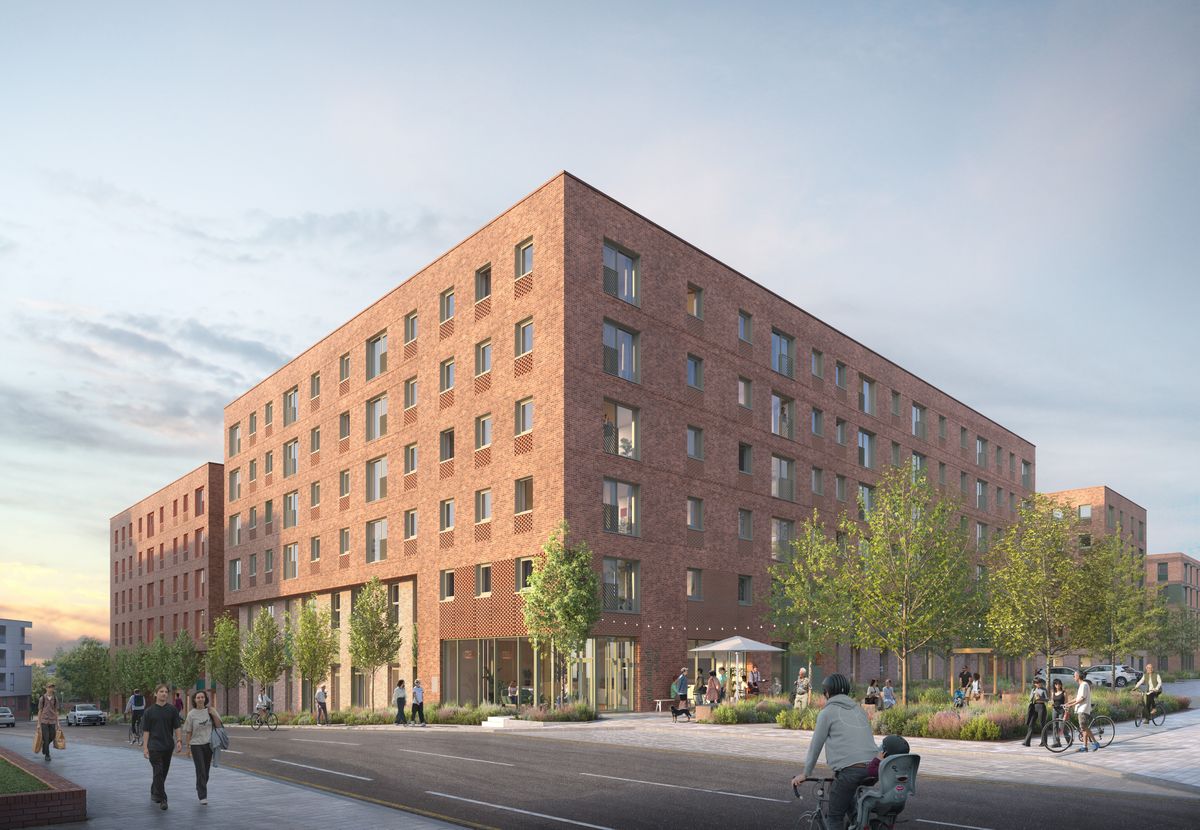 The development will include new green spaces and landscaping.