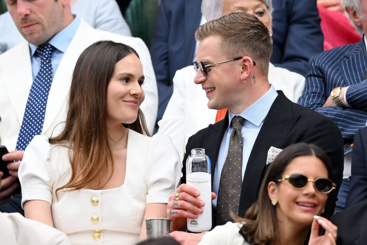 LONDON, ENGLAND - JULY 06: Holly Ramsay and Adam Peaty attend day six of the Wimbledon Tennis Championships at the All England Lawn Tennis and Croquet Club on July 06, 2024 in London, England. (Photo by Karwai Tang/WireImage)