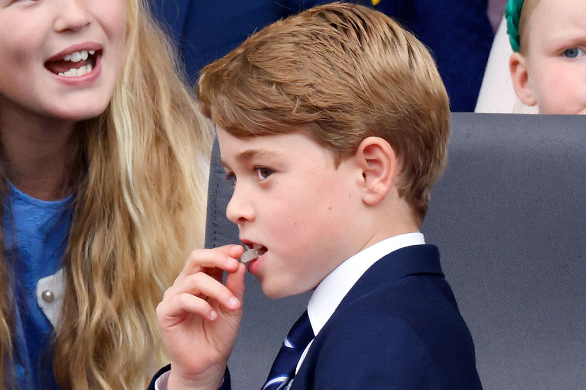 LONDON, UNITED KINGDOM - JUNE 05: (EMBARGOED FOR PUBLICATION IN UK NEWSPAPERS UNTIL 24 HOURS AFTER CREATE DATE AND TIME) Prince George of Cambridge attends the Platinum Pageant on The Mall on June 5, 2022 in London, England. The Platinum Jubilee of Elizabeth II is being celebrated from June 2 to June 5, 2022, in the UK and Commonwealth to mark the 70th anniversary of the accession of Queen Elizabeth II on 6 February 1952. (Photo by Max Mumby/Indigo/Getty Images)