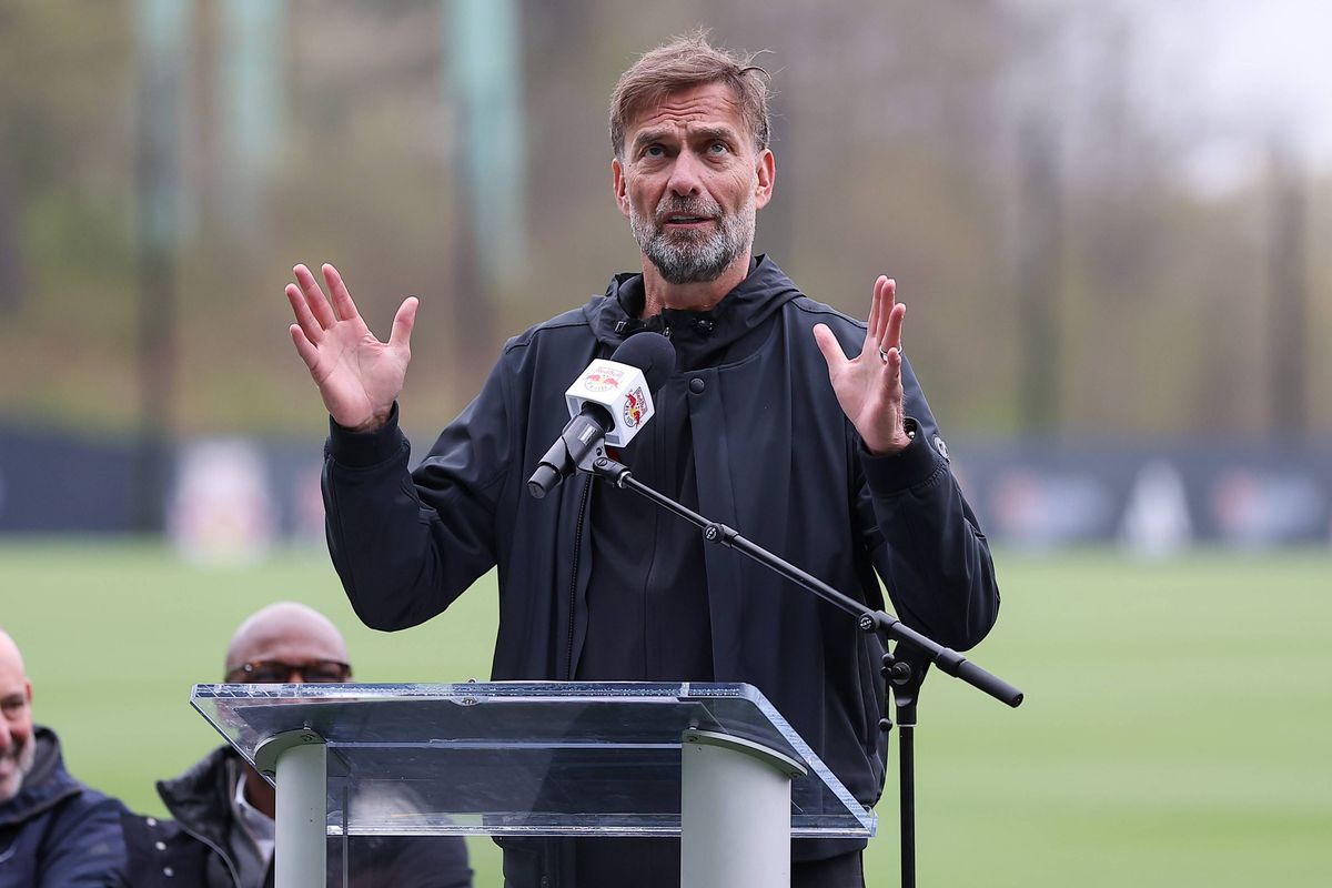 Jurgen Klopp, Red Bull Head of Global Soccer, speaks during the official opening of New York Red Bulls new training facilities on April 22, 2026 in Morristown, New Jersey. RWJBarnabas Health Red Bulls Performance Center will host team Brazil's main training camp during the upcoming FIFA World Cup