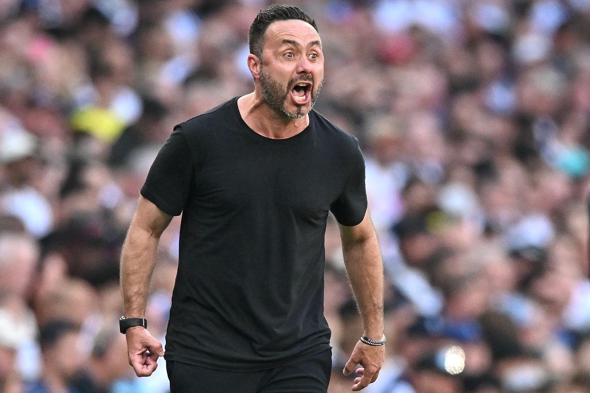 Roberto De Zerbi Head Coach of Tottenham Hotspur reacts during the Premier League match between Tottenham Hotspur and Everton at Tottenham Hotspur Stadium on May 24, 2026 in London, England