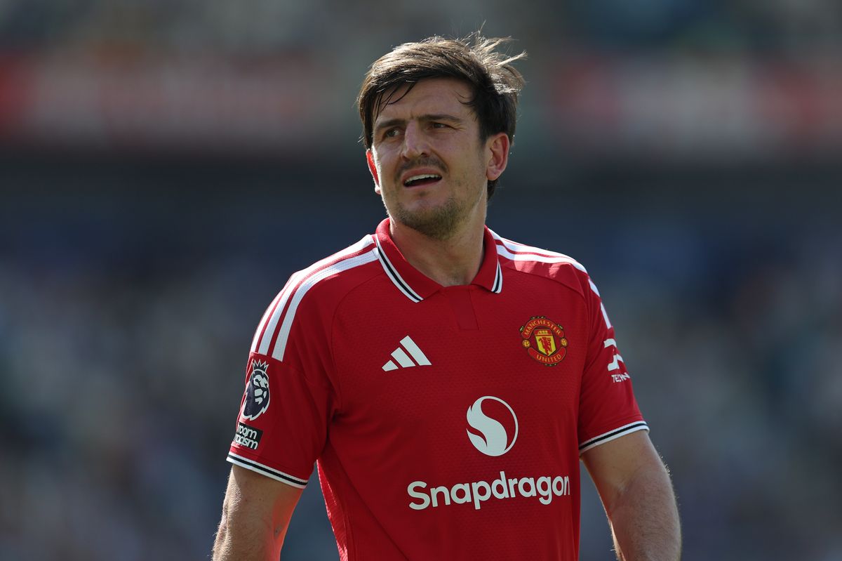 Harry Maguire of Manchester United during the Premier League match between Brighton & Hove Albion and Manchester United at Amex Stadium on May 24, 2026 in Brighton, England