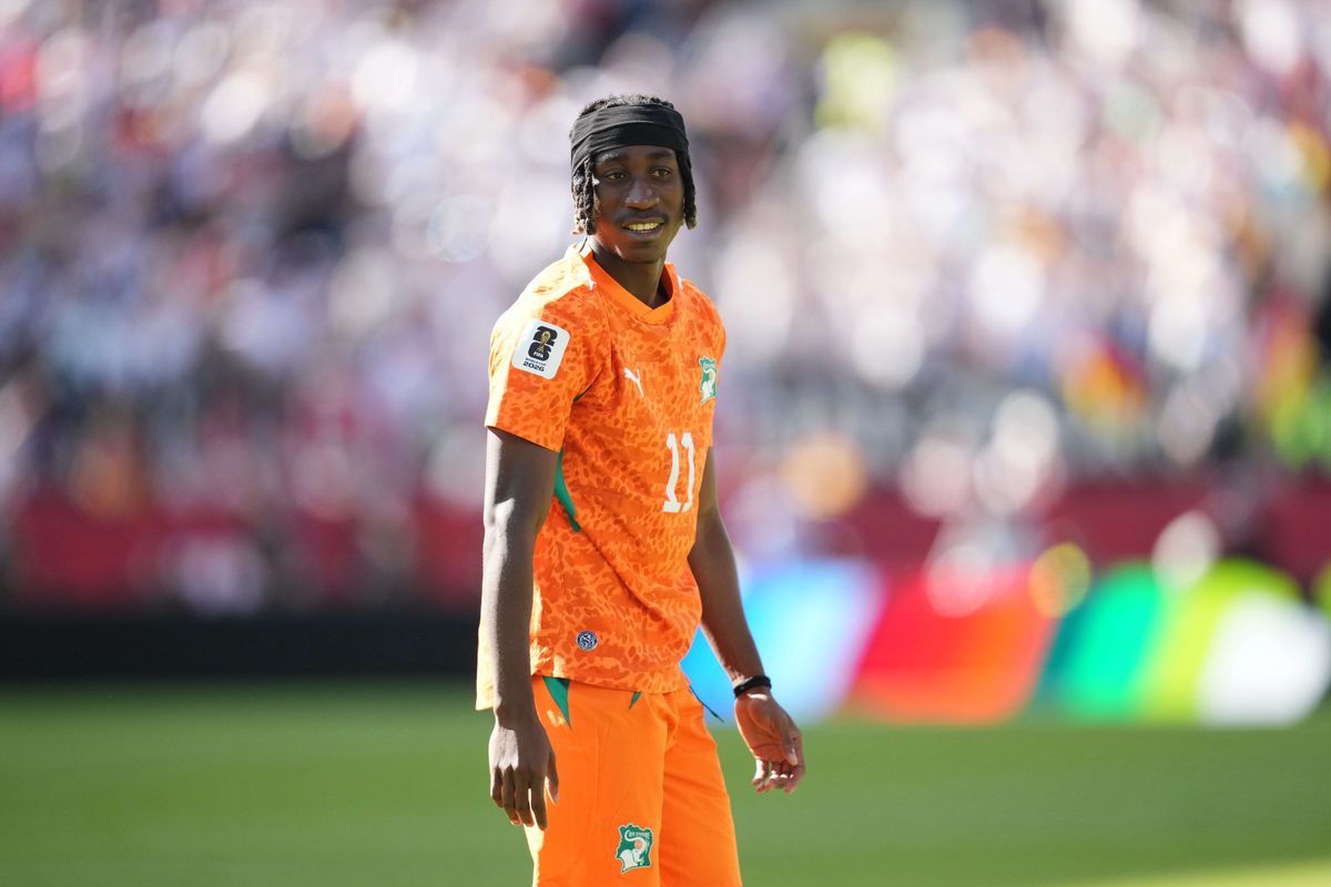 Yan Diomande during the World Cup game between Ivory Coast and Germany.