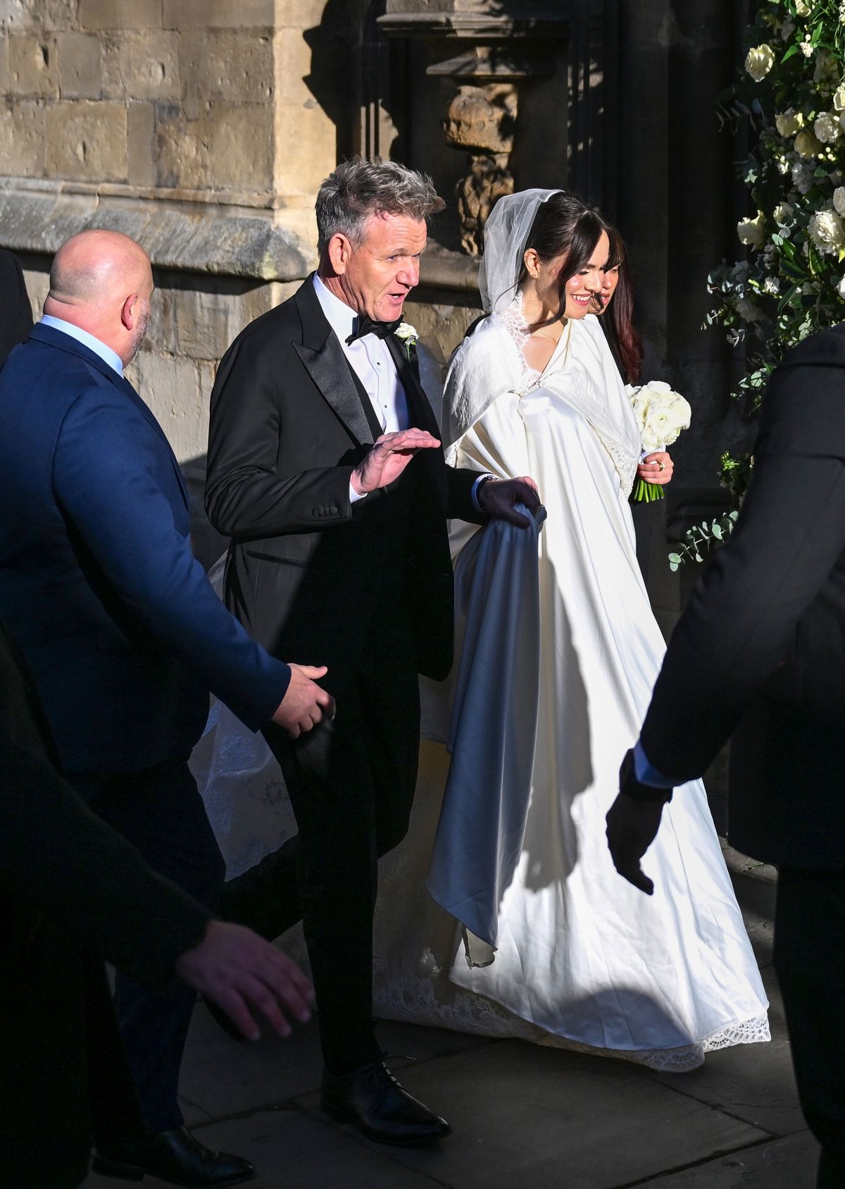 Gordon Ramsay and daughter Holly Ramsay arrive for her wedding to Adam Peaty at Bath Abbey on December 27, 2025 in Bath, England