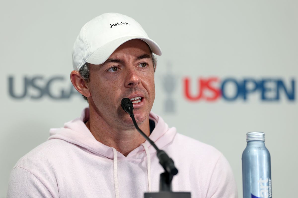 Rory McIlroy speaks to the media prior to the 126th U.S. OPEN at Shinnecock Hills