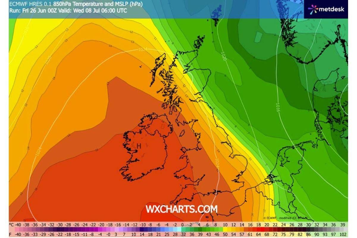 July heatwave weather map