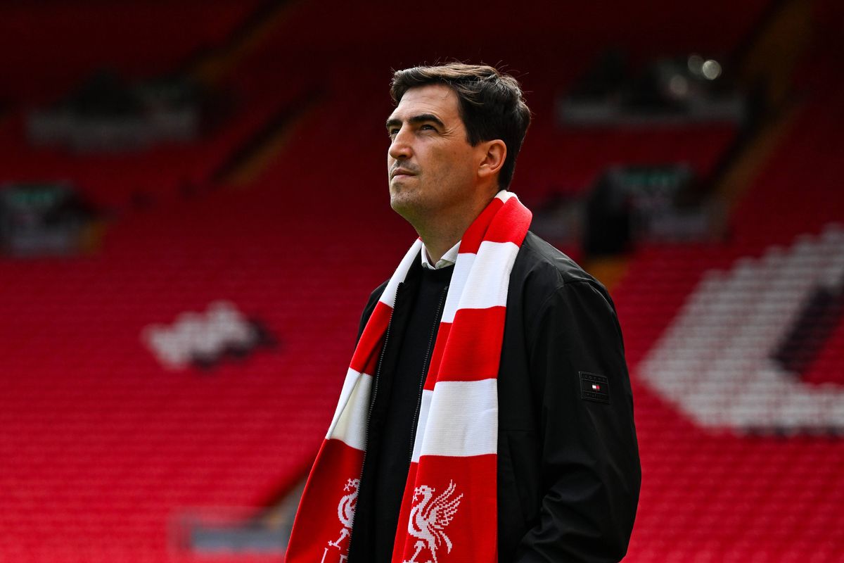 Andoni Iraola new manager of Liverpool Football Club at Anfield on June 04, 2026 in Liverpool, England.