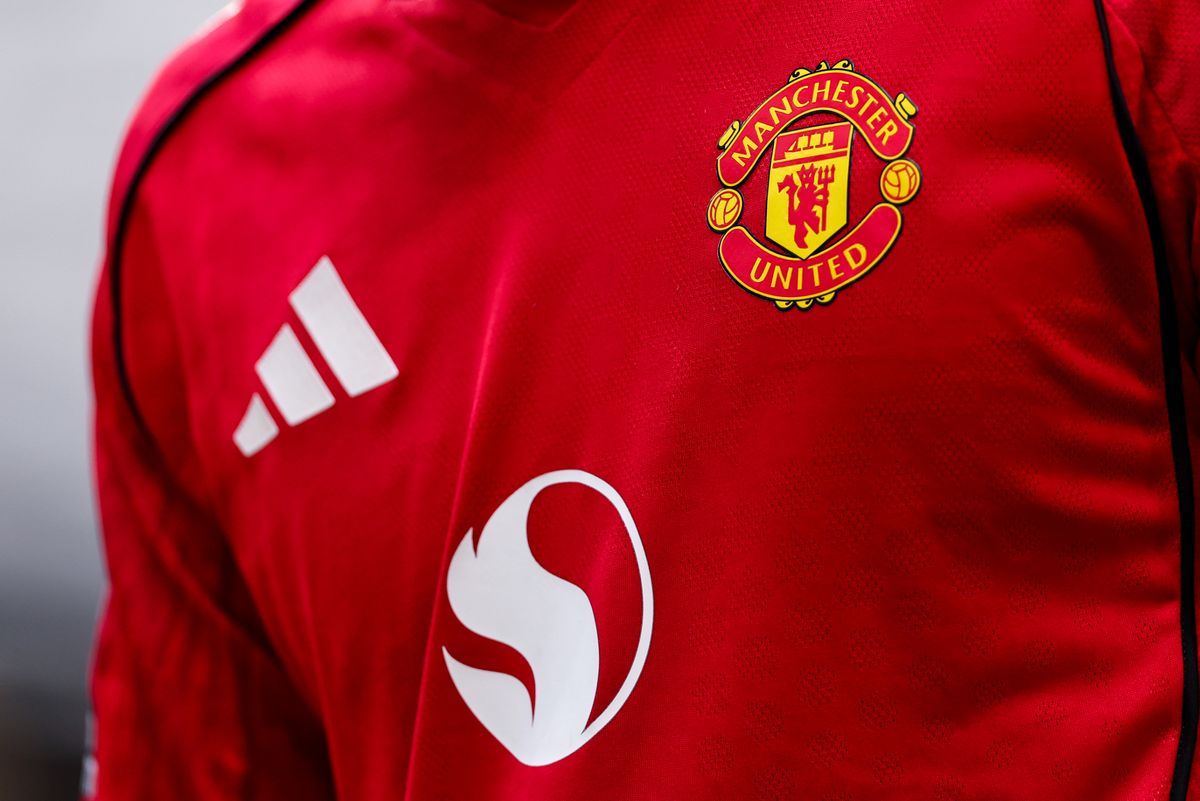 A Manchester United home shirt manufactured by Adidas