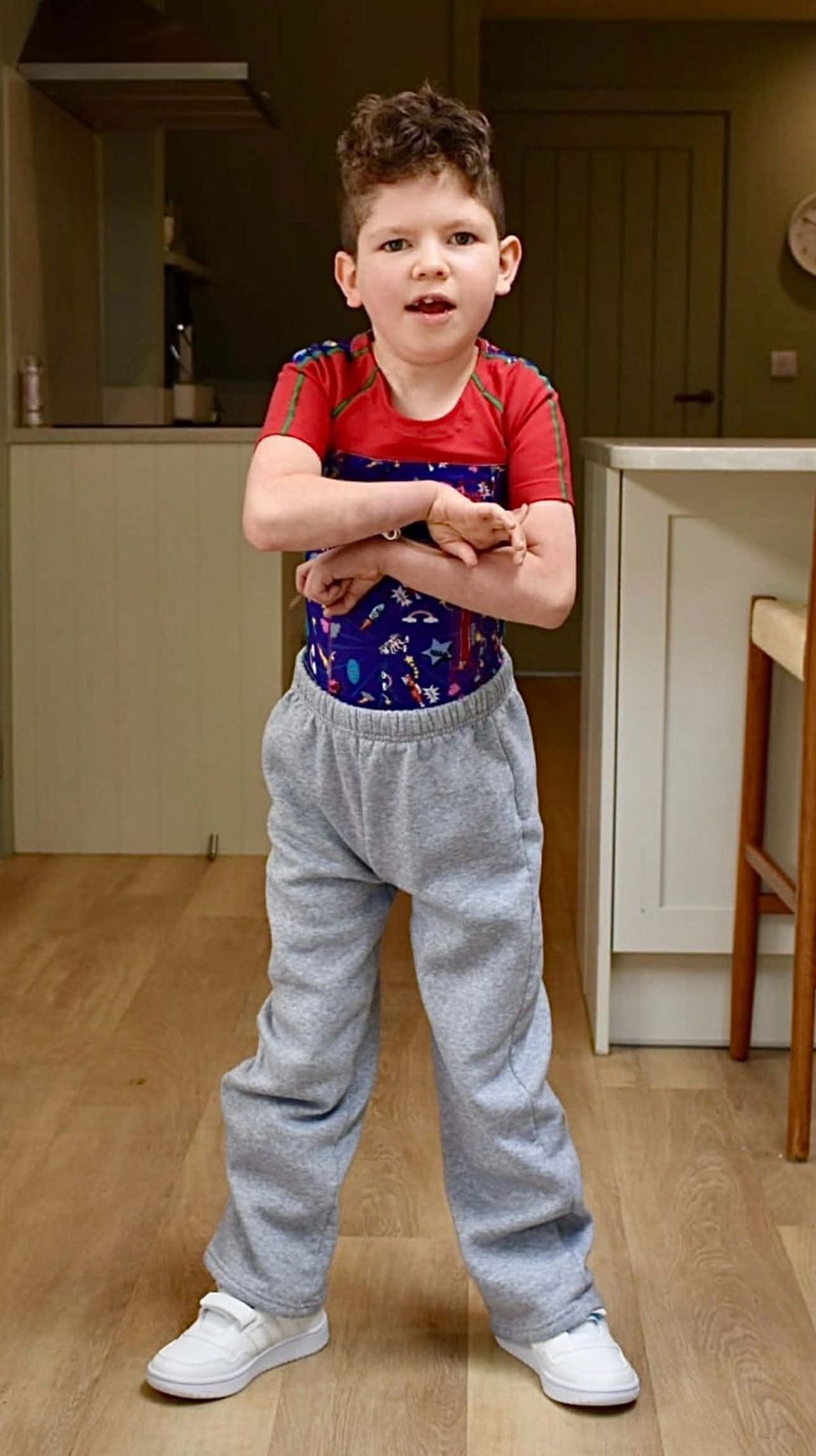 Now nine, Rafi has relearnt how to talk, eat, sit up, and stand independently
