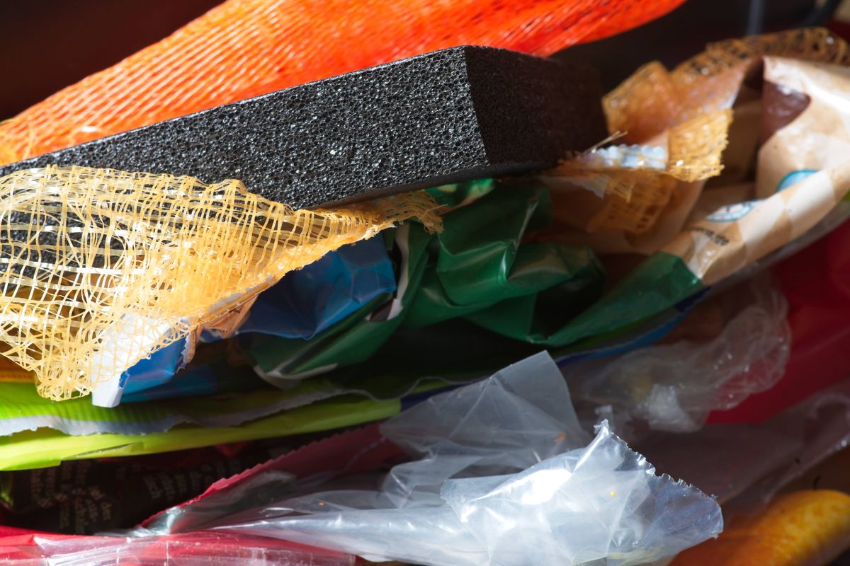 Germany, Europe - December 27, 2024: Plastic Kitchen Waste, Bags, Wrappers, Etcetera
