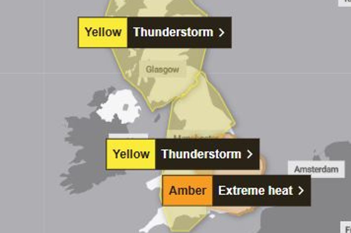 The Met Office has issued a thunderstorm warning