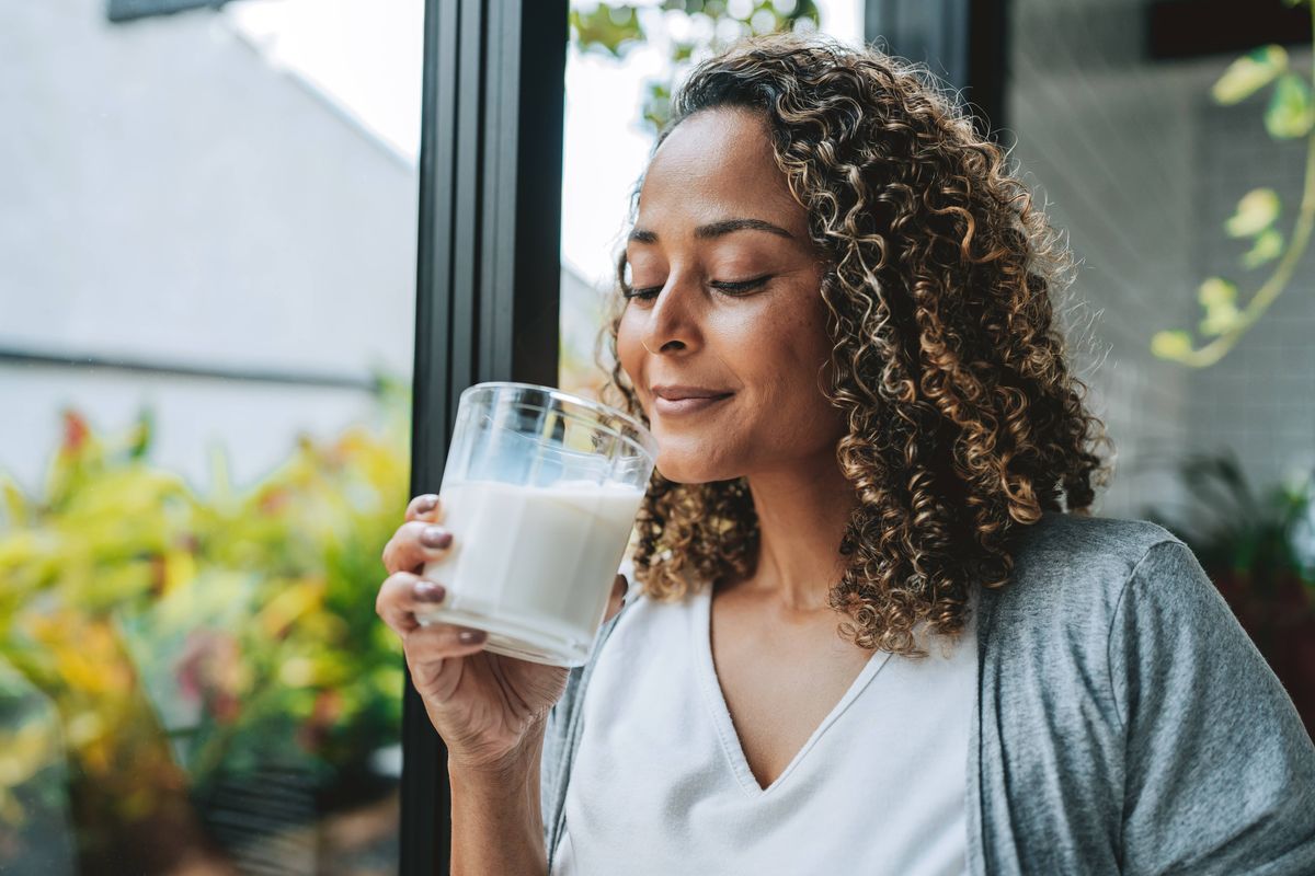 Woman drinking milk