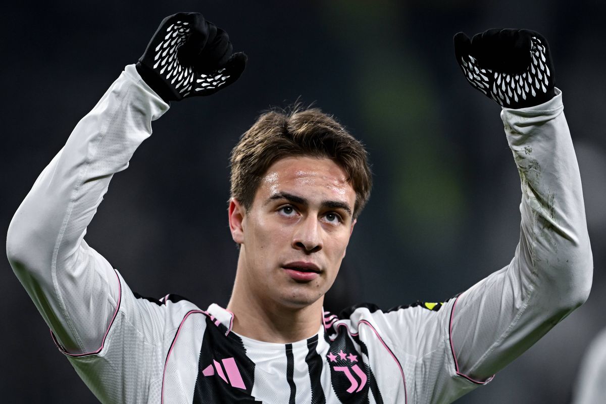 Kenan Yildiz of Juventus celebrates his goal during the Serie A match between Juventus FC and US Cremonese