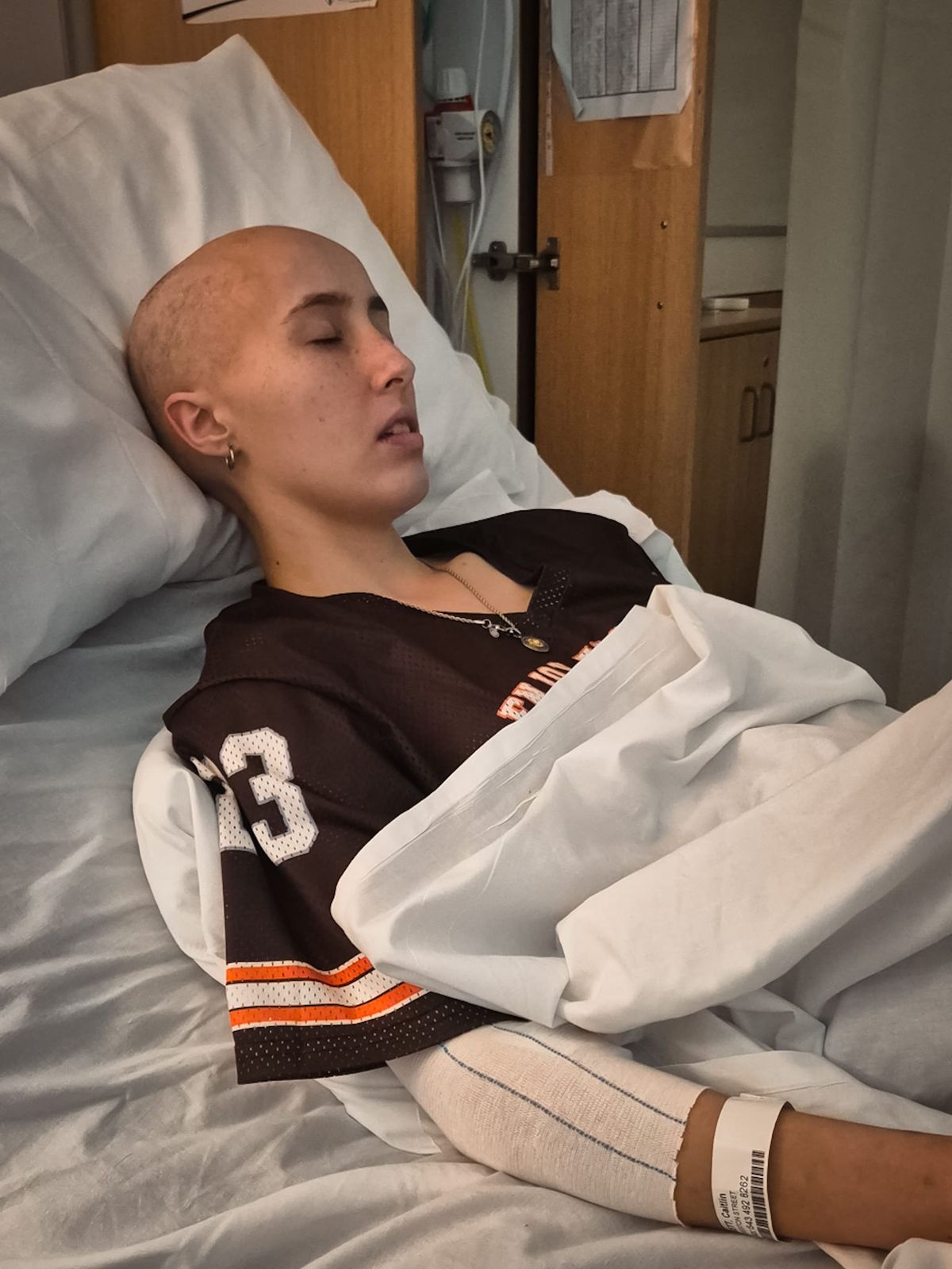 Caitlin in hospital