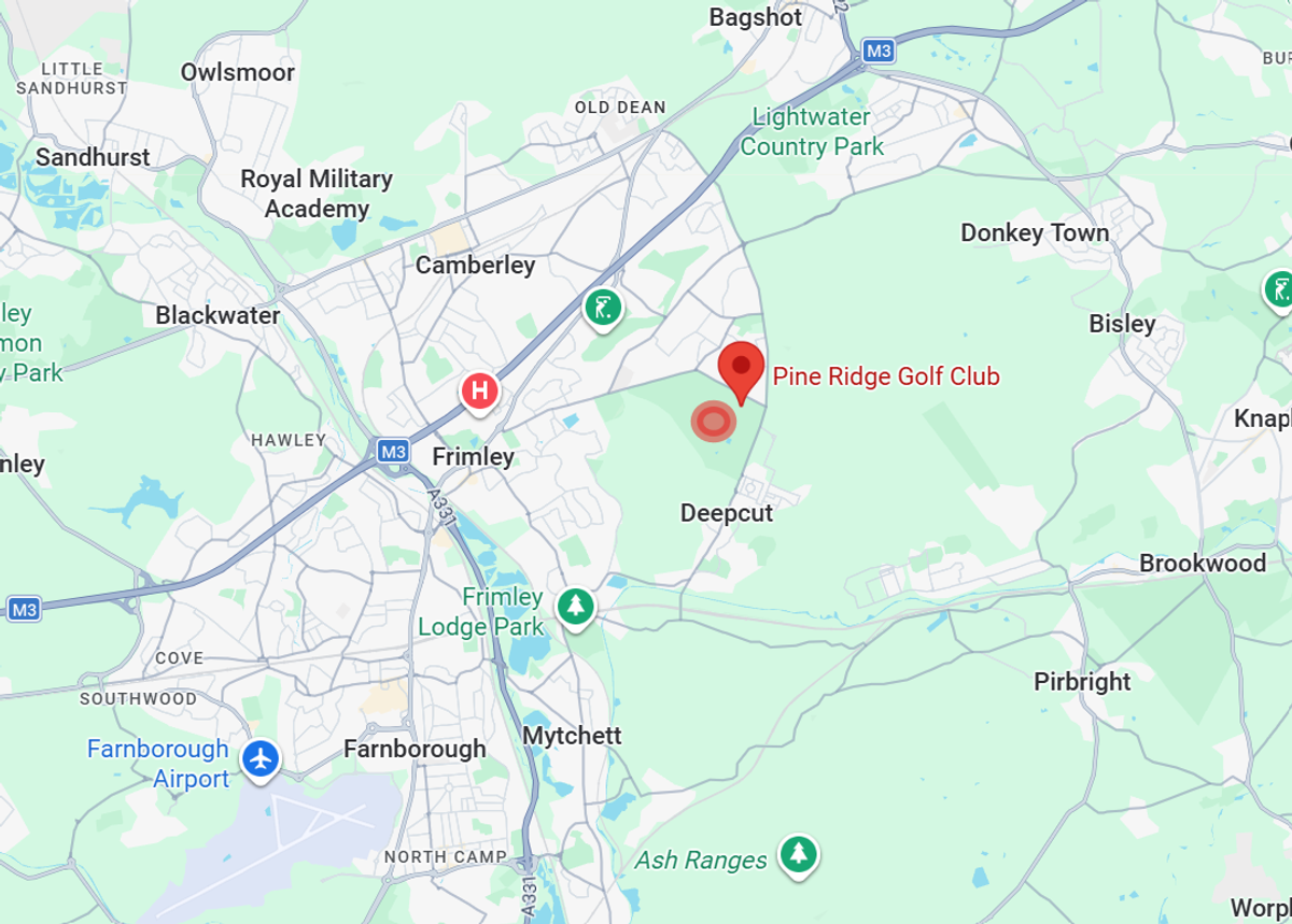 The NHS Trust has announced its preferred location for the new hospital as a site in Pine Ridge Golf Club in the Frimley Fuel Allotments (roughly highlighted with the red circle)