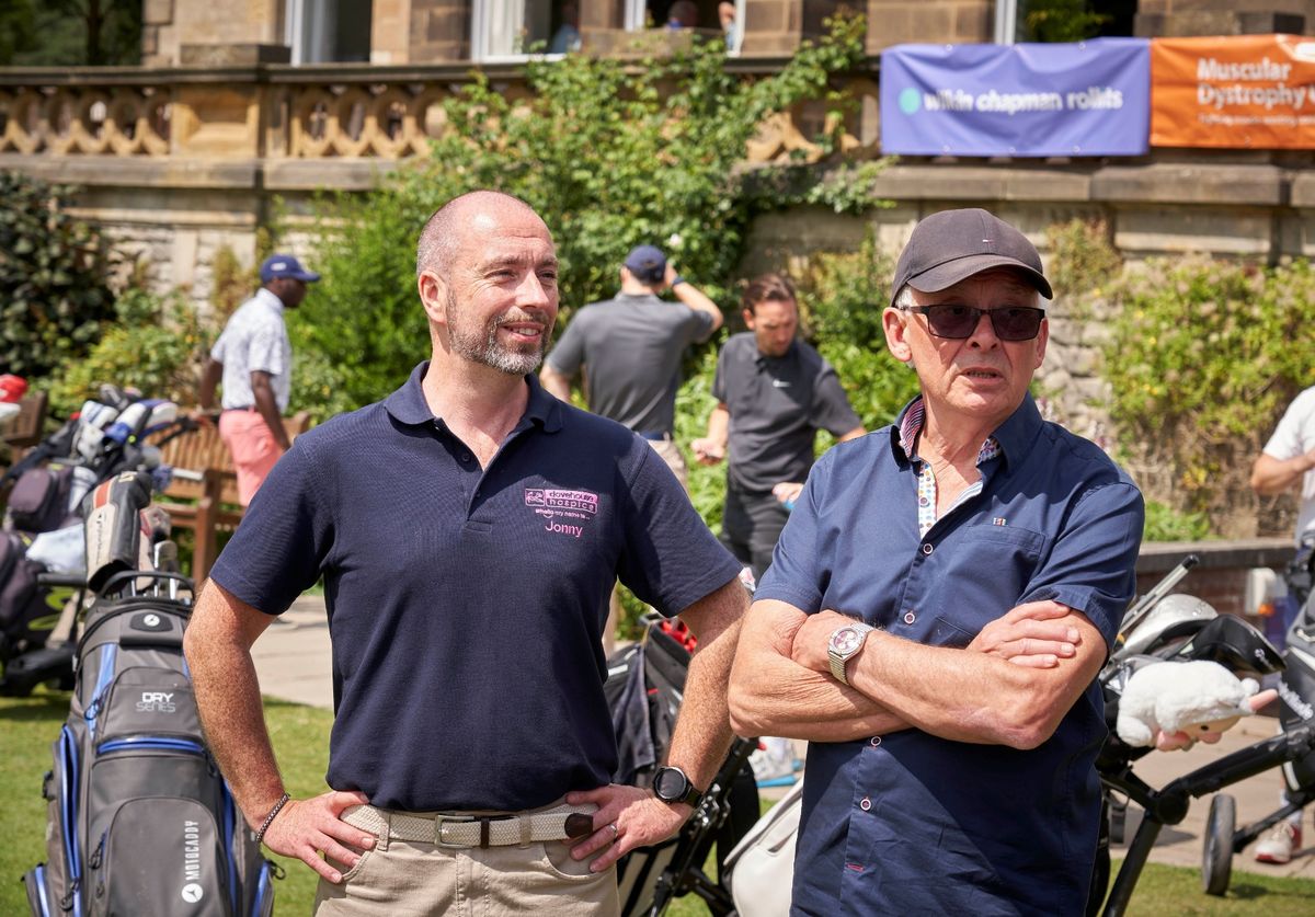 Jonny Bottomley, left, Dove House Hospice, and Brian Deehan, Muscular Dystrophy UK, at a previous charity golf day at Brough