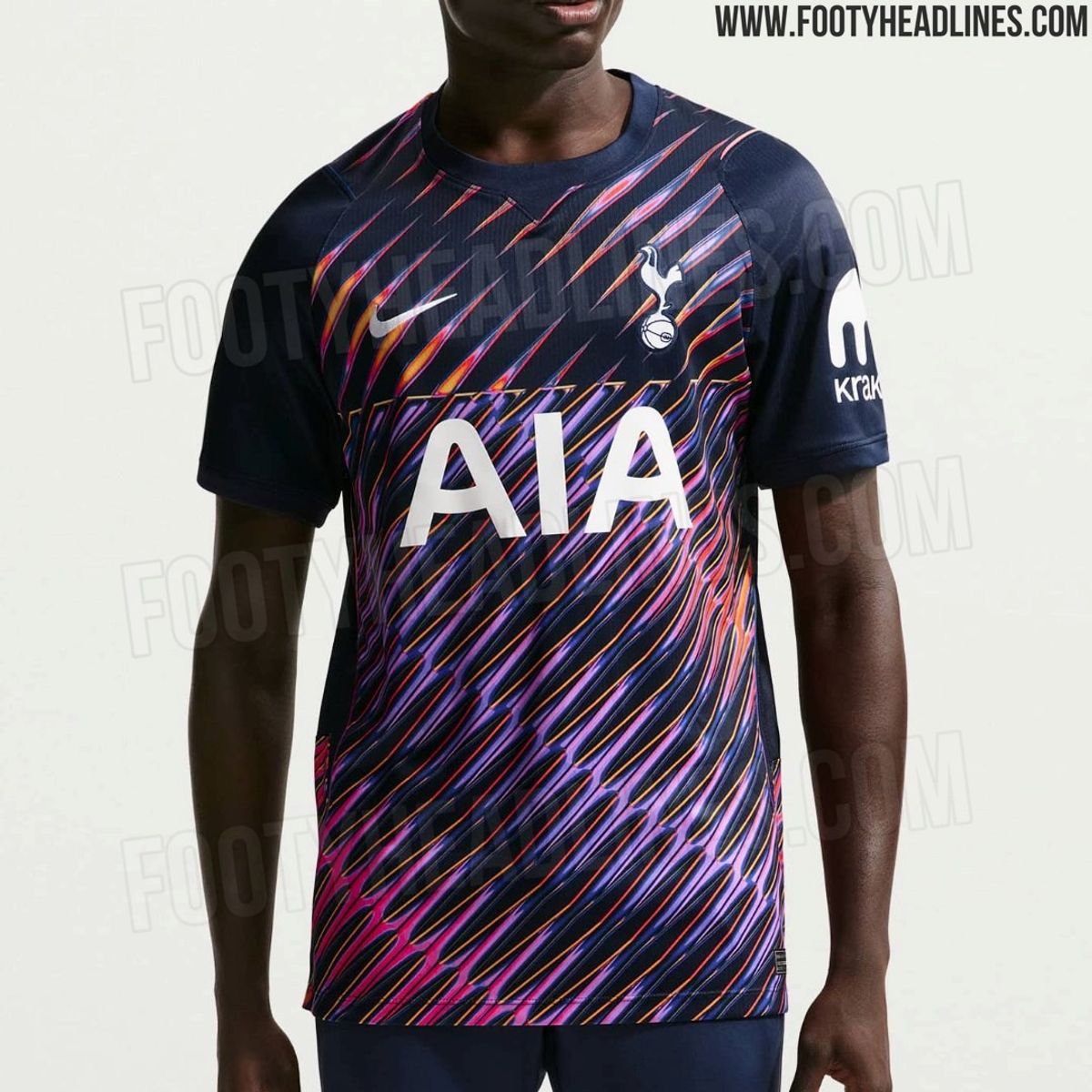 The leaked images of Tottenham's new Nike away kit for the 2026/27 season as released by Footy Headlines
