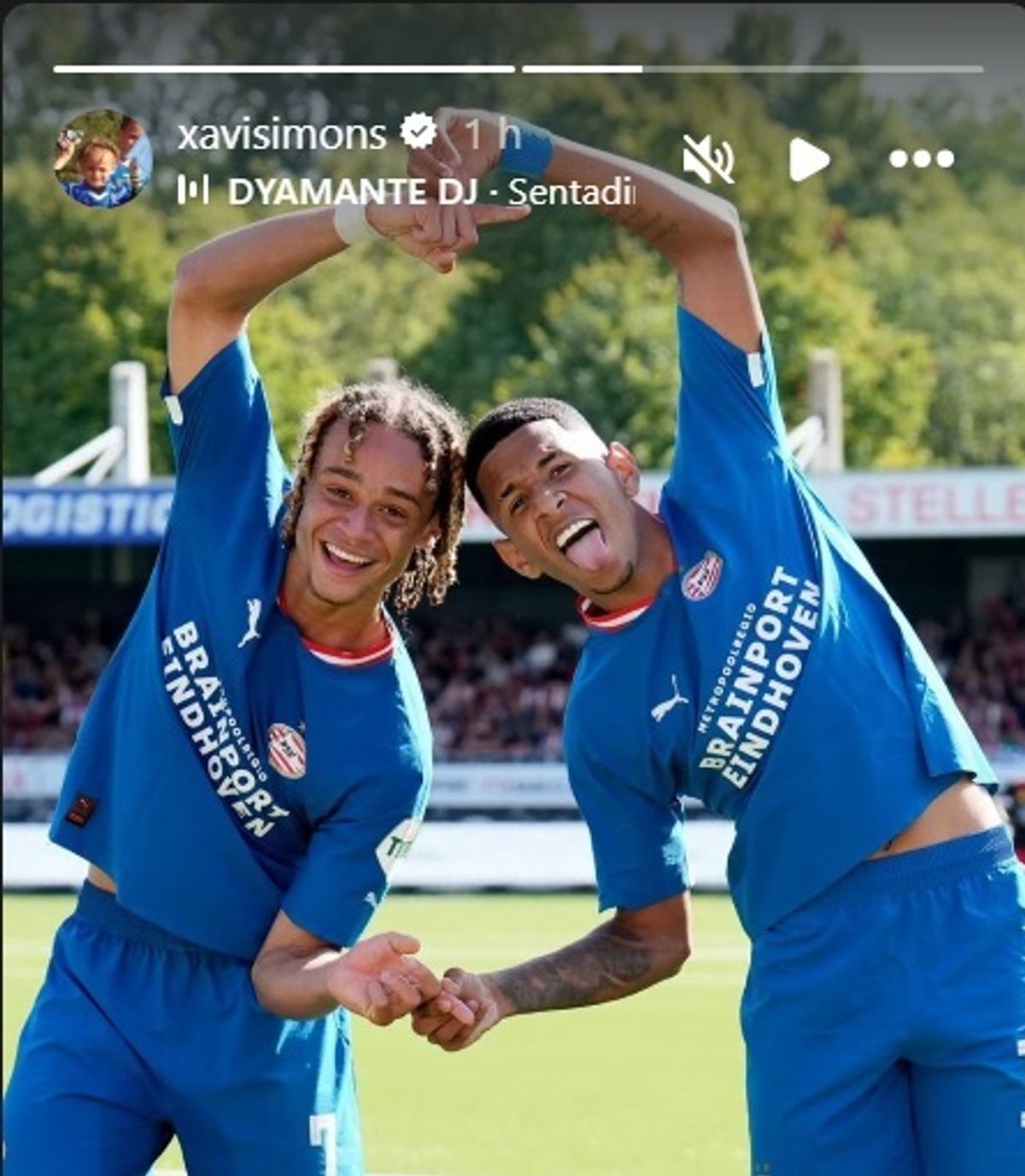 Xavi Simons and Savinho celebrating