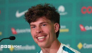 Australia left-back Jordan Bos answers questions during a World Cup press conference