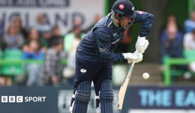 Jonny Bairstow on his way to 39 in the White Rose county's T20 Blast defeat to Leicestershire on Sunday.