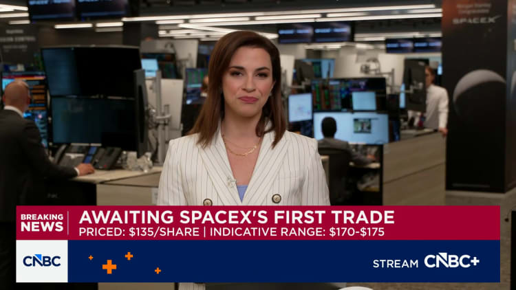 SpaceX indicated to open around $175, representing a 30% pop