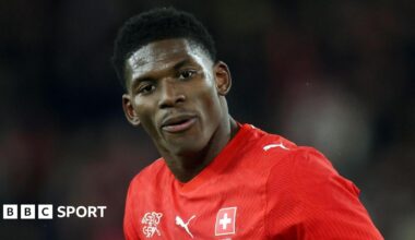 Breel Embolo in action for Switzerland