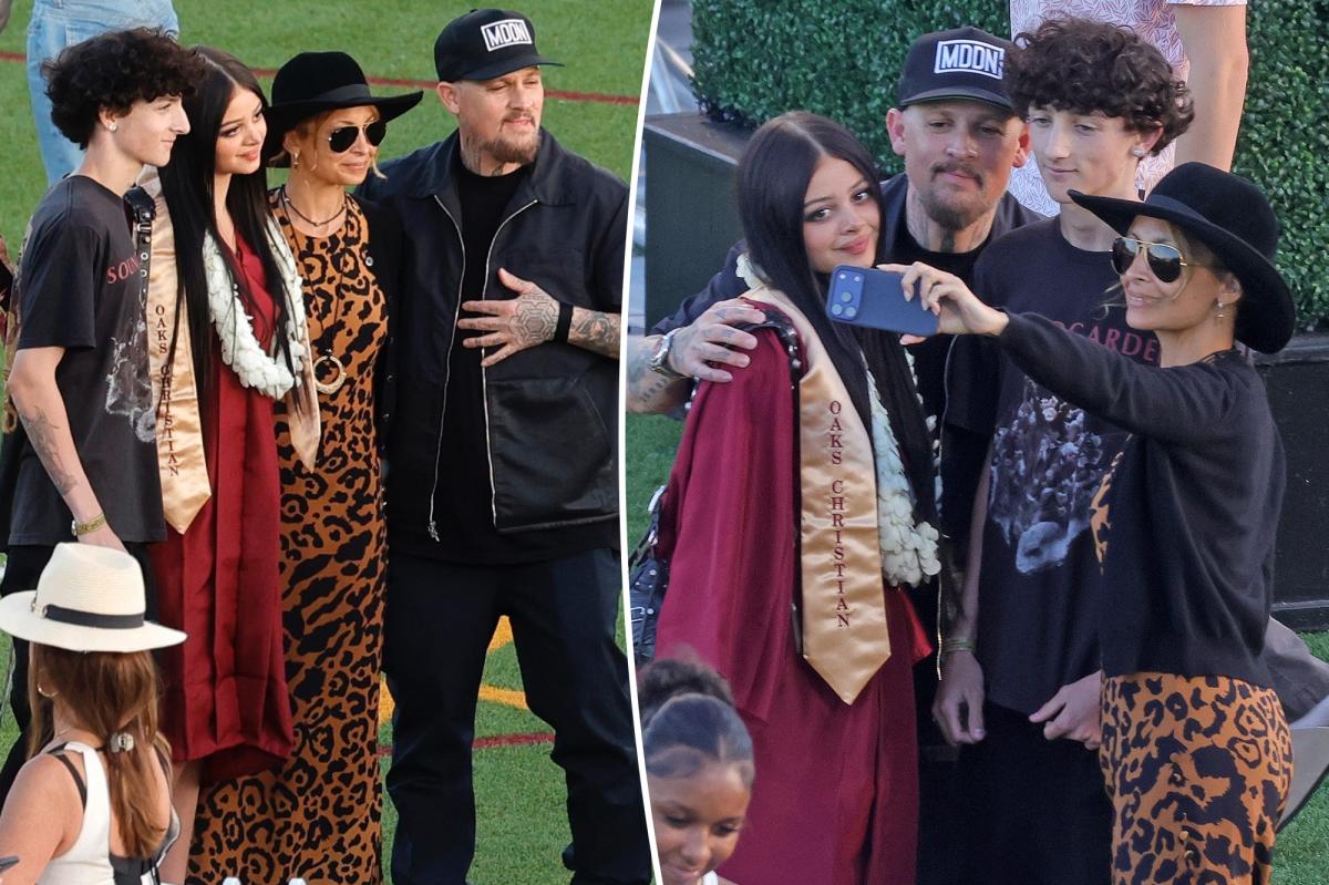 Nicole Richie and Benji Madden celebrate daughter Kate's high school graduation with rarely seen son Sparrow