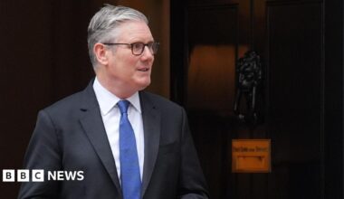 Keir Starmer standing outside No 10 Downing Street